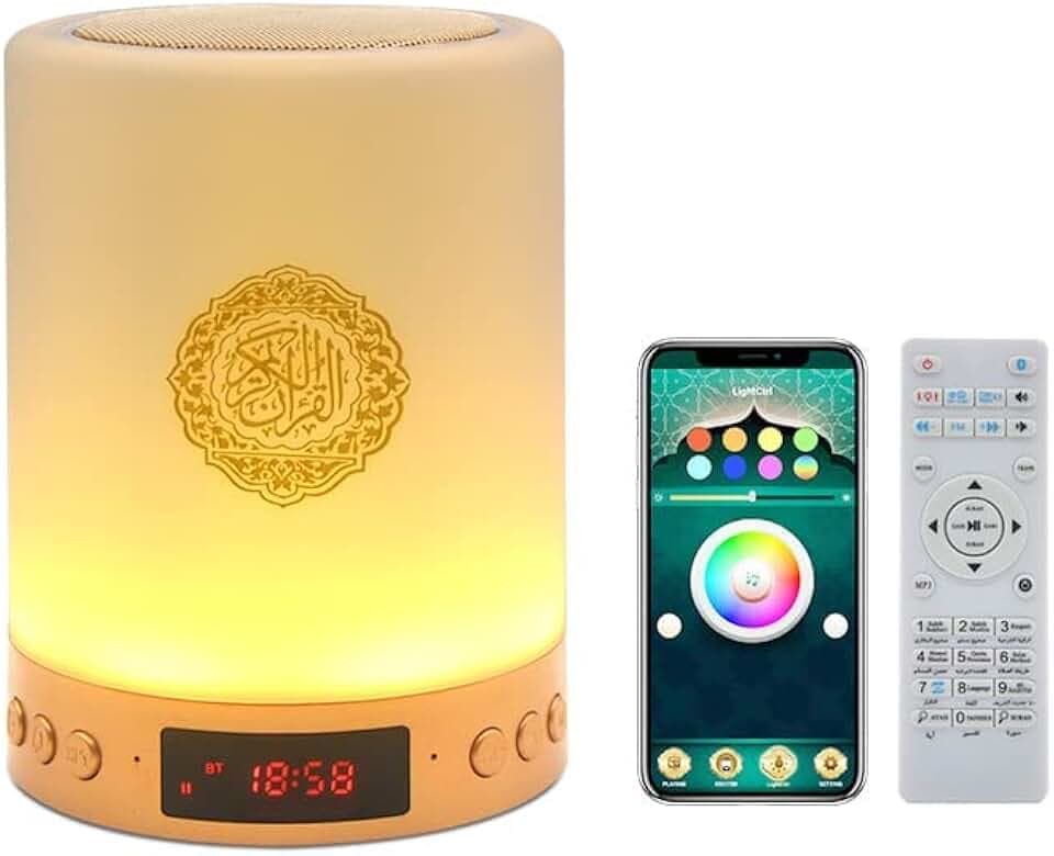Koran Bluetooth Lautsprecher Mit Fernbedienung, Koran Smart Touch LED-Lampe, MP3-Musik-Player, Coran Nachtlicht, Azan-Lautsprecher, Nachttisch, Schreibtisch, Tischlampe