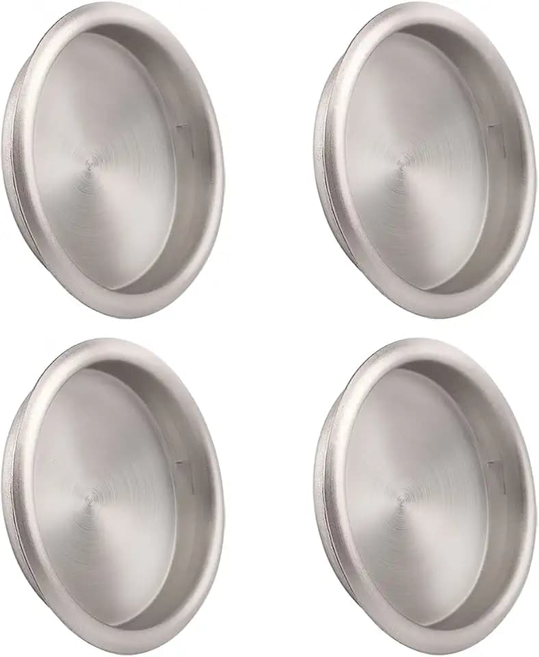 HOMOTEK 4 Pack Closet Door Finger Pull 2-1/16”, Easy Snap in Installation, Satin Nickel Finish,Fits a 5/16”Depth x 2-1/16" Diameter Opening Hole