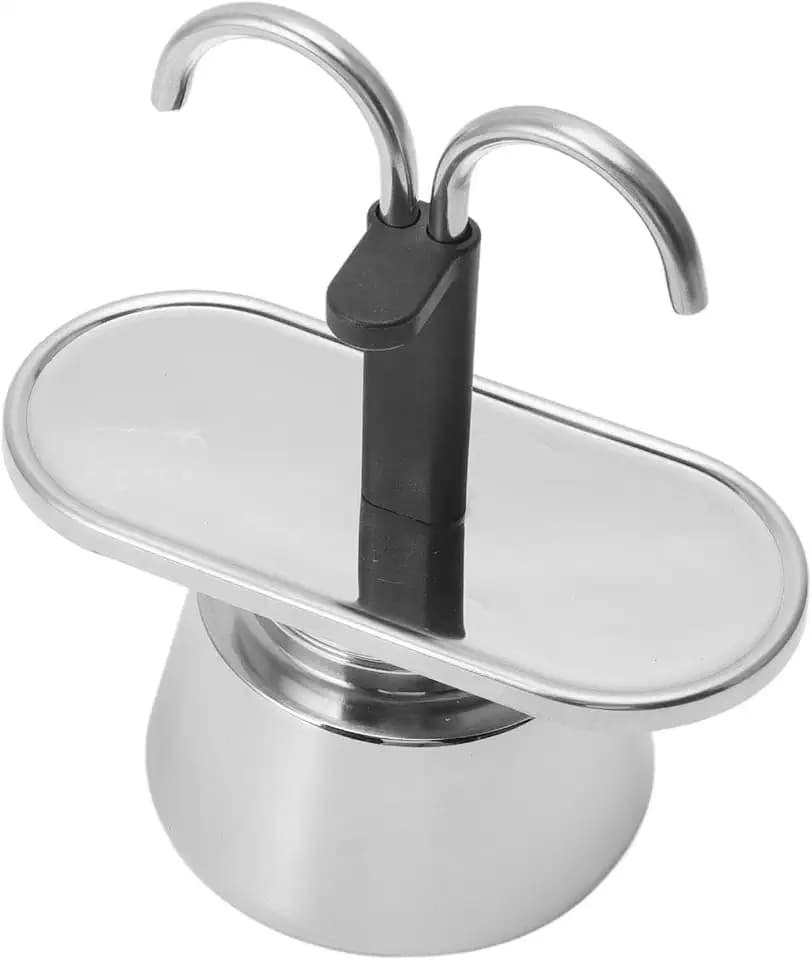 SEAFRONT Doppelkopf-Moka-Kanne, Edelstahl-Kaffeemaschine, Mini-Kaffeekanne für 2 Tassen, für Selbstgemachten Italienischen Conduit-Kaffee, Mini-100-ML-Express-Moka-Set mit