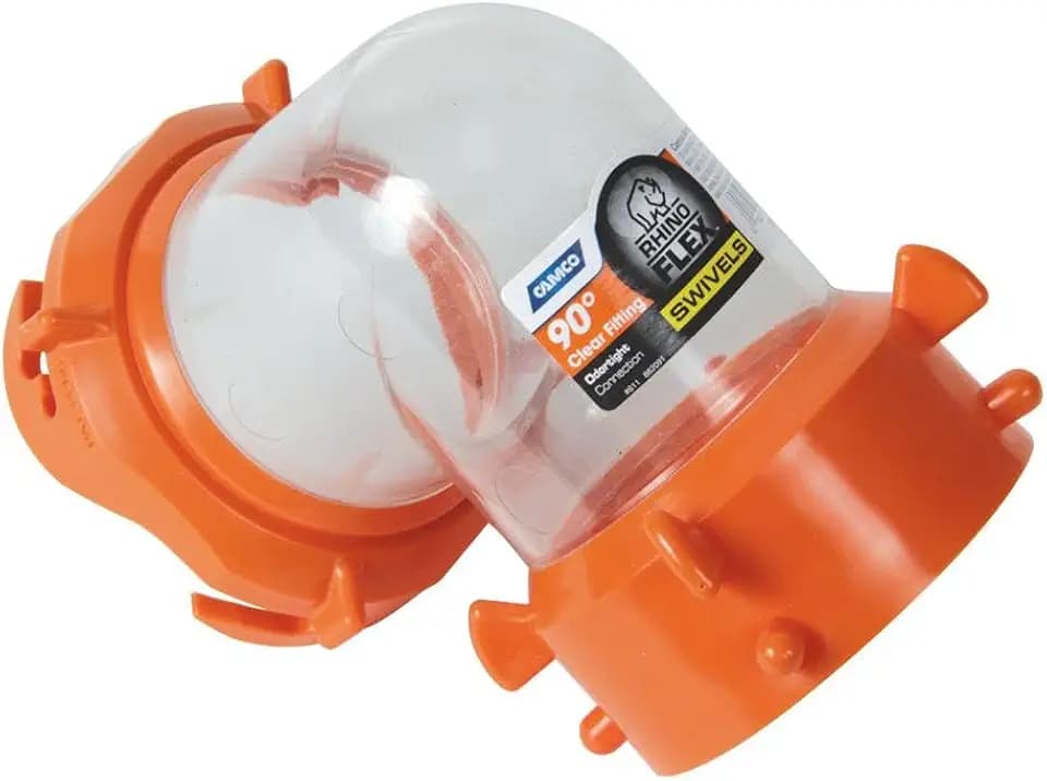 Camco 39857 RhinoFLEX Clear 90 Degree Sewer Hose Swivel Fitting