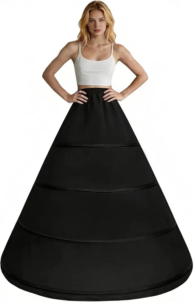 Women's Petticoat 4 Hoop Skirt Underskirt A Line Tulle Crinoline