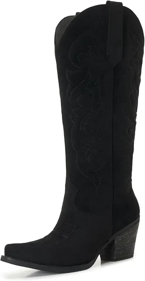 Knee High Cowboy Boots for Women, Suede Western Cowgirl Boots