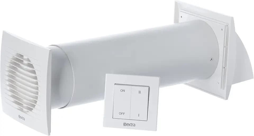 Steinberg14 Weiß 125mm Dezentrale Lüftung mit Wärmerückgewinnung - Rekuperator mit Schalter - Wandlüfter mit Wärmetauscher - Raumbelüftung Wohnraumlüftung Belüftungssystem Lüftungsanlage Lüfter