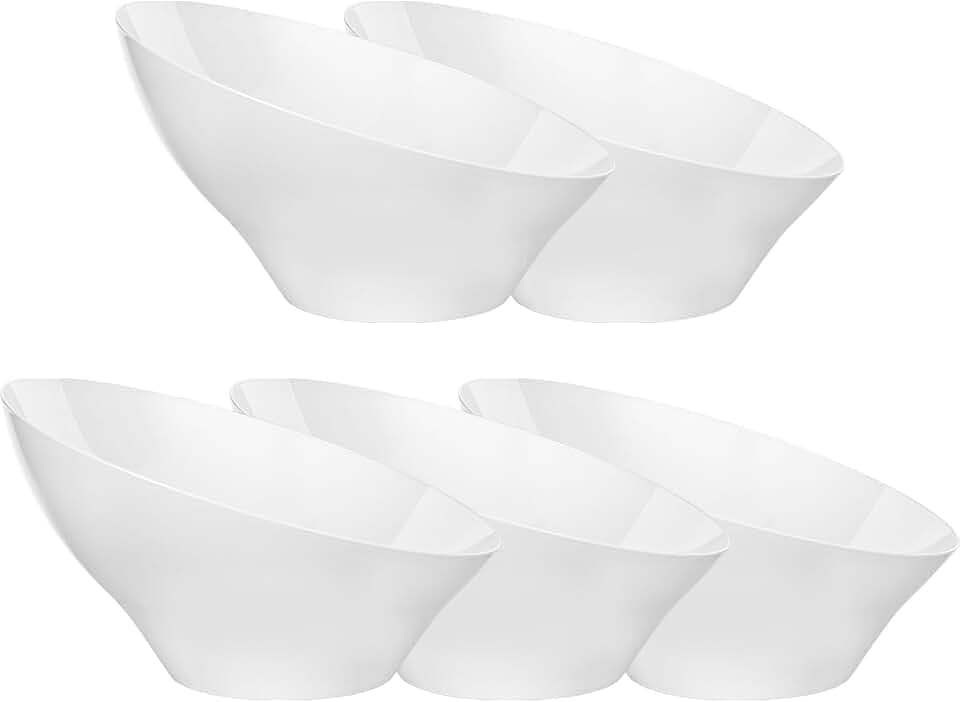 Bestluck 20 Oz White Plastic Party Bowls, 12 Pack