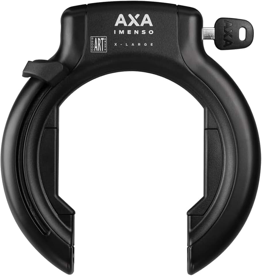 AXA Imenso X Large Rahmenschloss, Schlüssel nicht Abziehbar, 92 mm Breite Öffnung, Sicherheitsstufe 12, Kombinierbar mit Einsteckkette, Rot/Weiß
