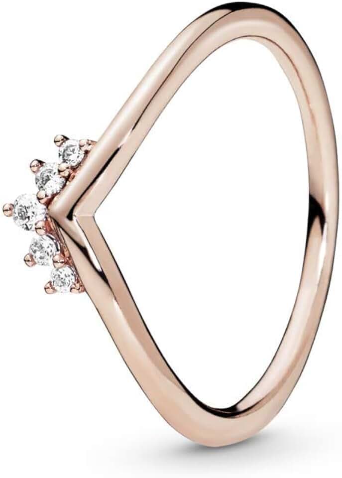 PANDORA Wishbone-Ring Tiara, 14-karätig Roségold-vergoldet, mit klarem Cubic Zirkonia