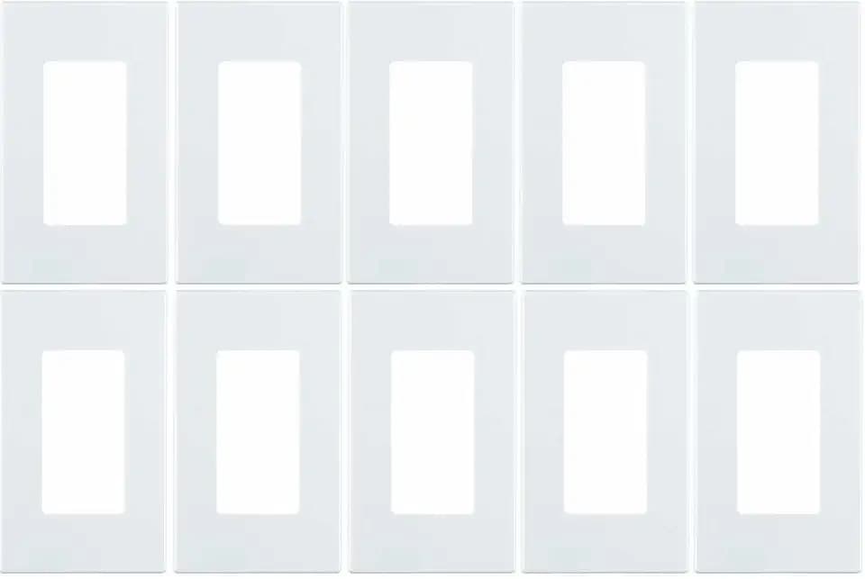 Leviton 80301-SW 1-Gang Decora Plus Wallplate Screwless Snap-On Mount (10 Pack, White)