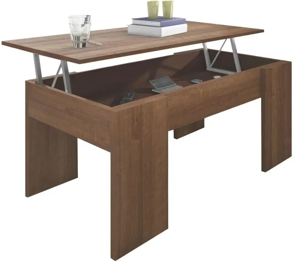 SHIITO Modell VINCCI, höhenverstellbarer Couchtisch, modern und funktional, Walnuss-Finish, 45,3 x 90 x 50 cm