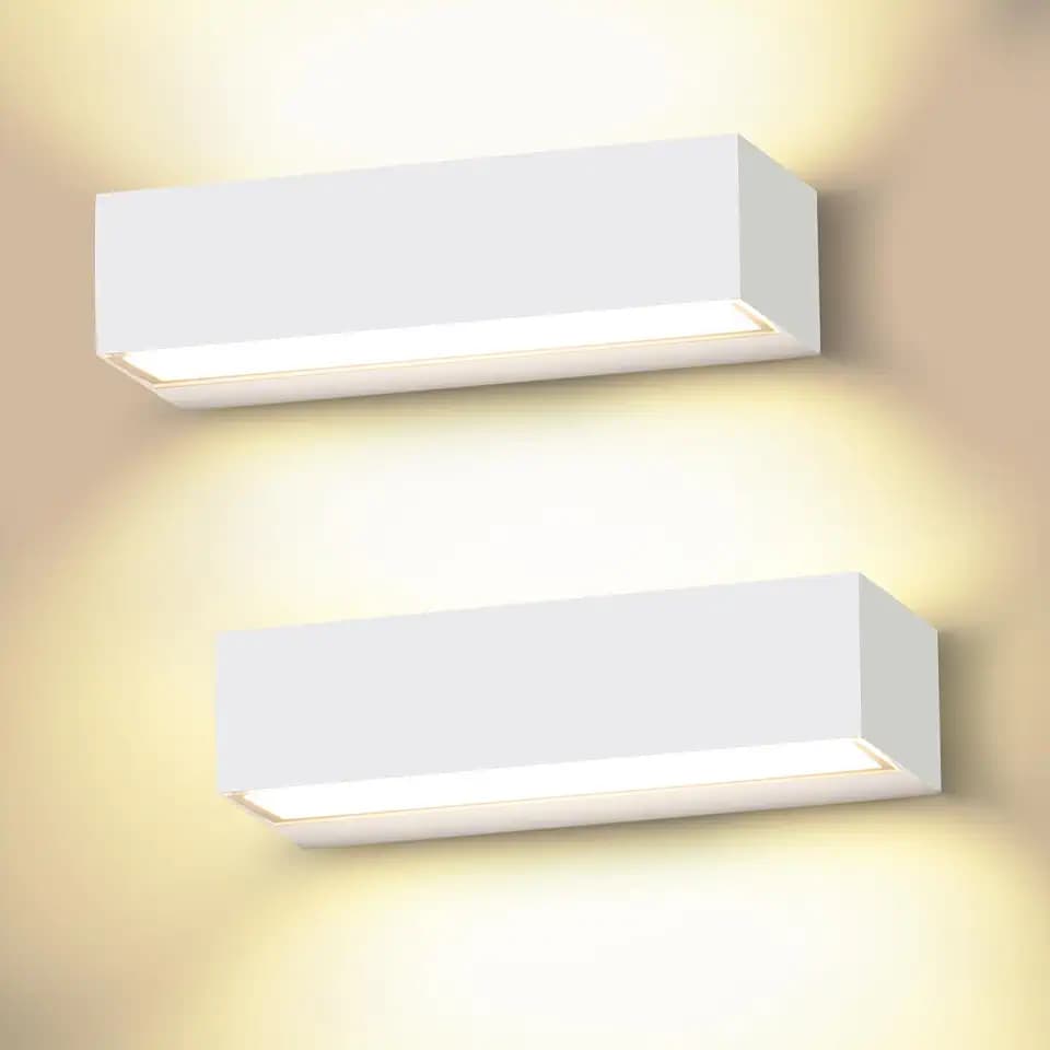 2 Pack 36W LED Wandlampe Innen/Außen 30Cm Moderne Wandlampen Up Down Warmweiß 3000K Weiß Außenwandleuchten LED IP65 Wasserdichte