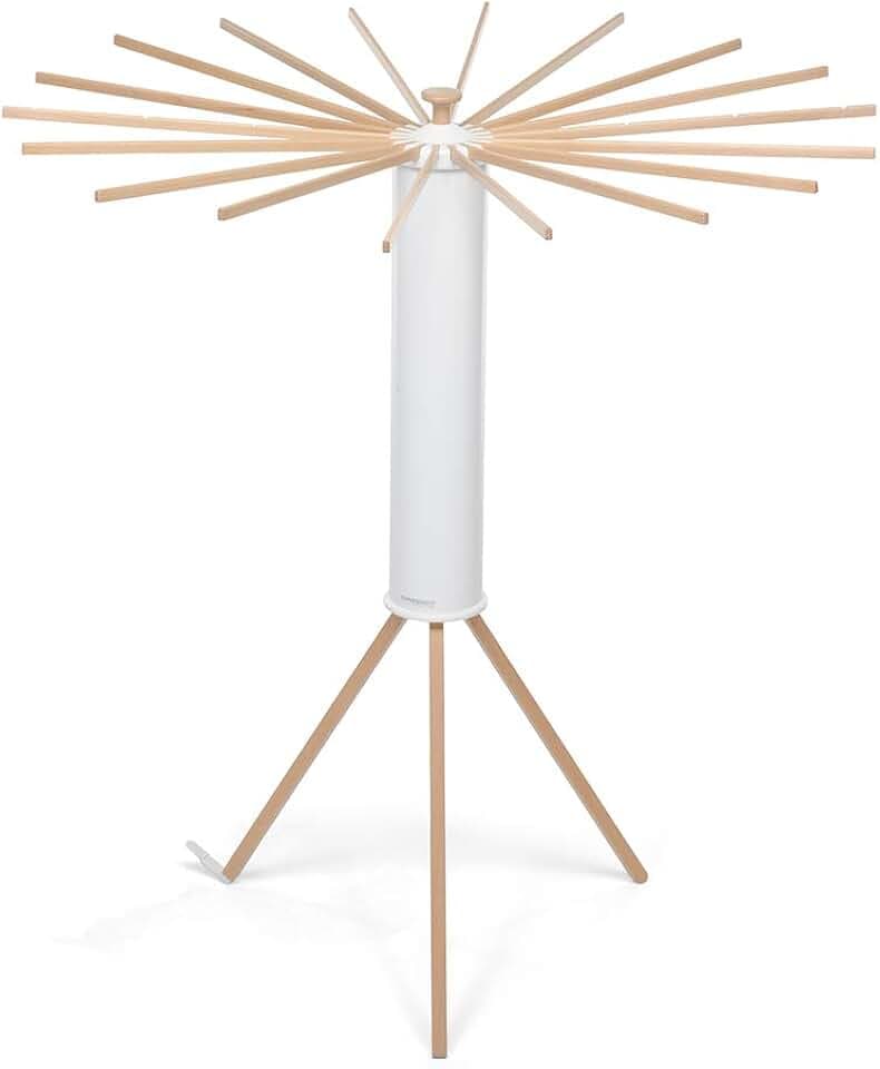 Foppapedretti Octopus Myhome Wäscheständer, Aluminium/PVC/Holz Buche, weiß, 112 x 112 x 121 cm, eine Reggiera natürliche Farbe