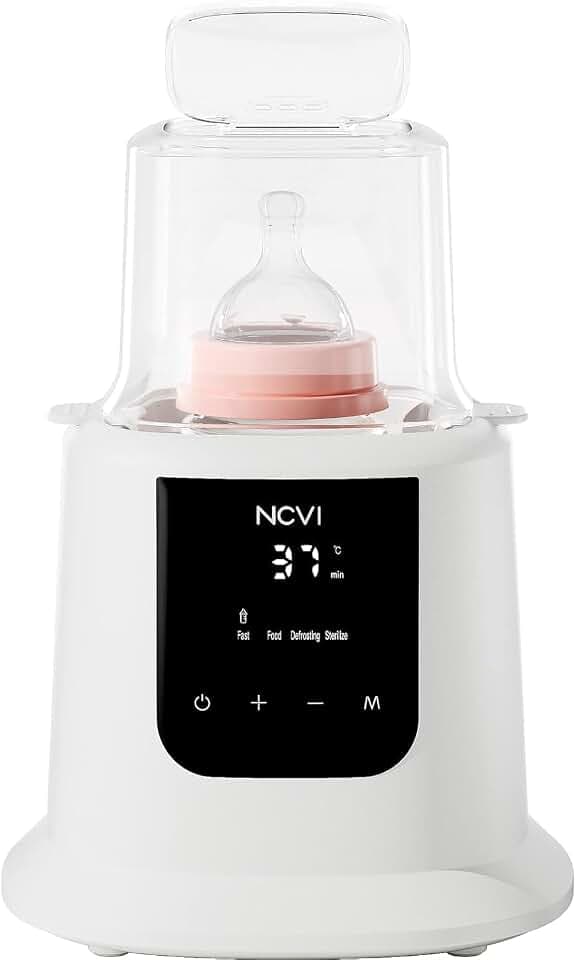 NCVI Flaschenwärmer Baby, Schnelle Erwärmung, Auftauen und Warmhalten, Dampf-Sterilisator, LCD-Display, Timer, Temperaturregelung, Automatische Abschaltung, BPA-frei, Für Muttermilch Babynahrung