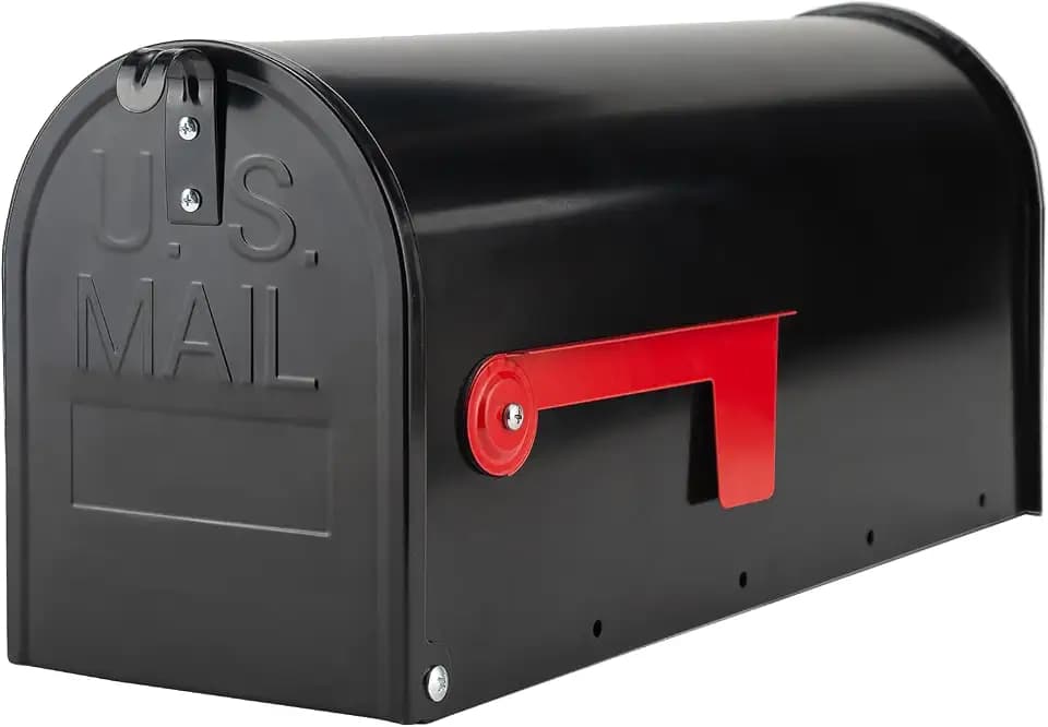RAINHOL Black Post Mount Galvanized Steel Mailbox 19x8.7x6.7in