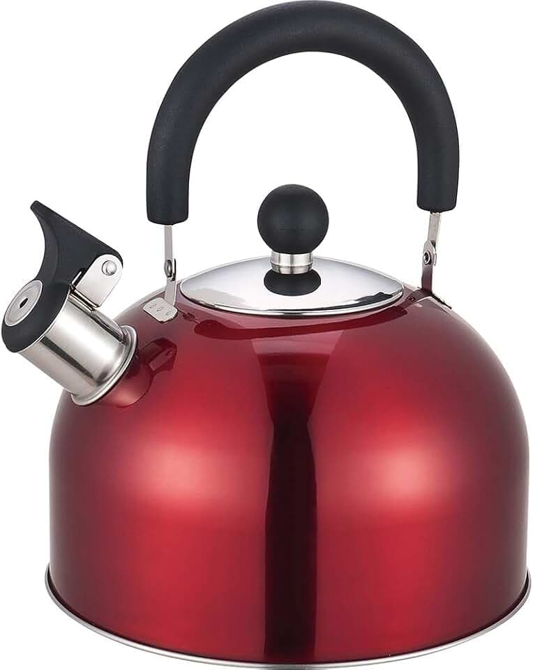 Kochkessel / Pfeifkessel, aus Edelstahl, 2,5 l, Rot