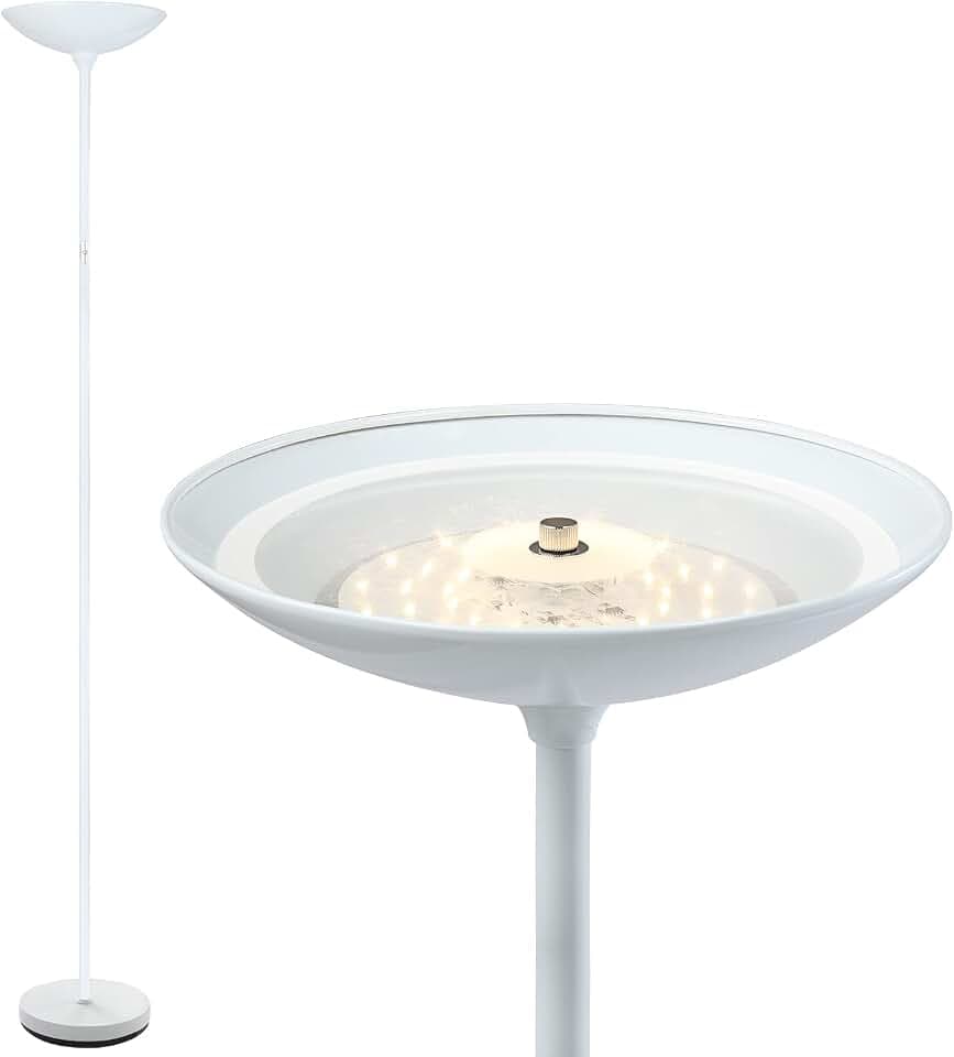 BoostArea LED Floor Lamp, 71''Torchiere Standing Lamp, White, Touch Switch