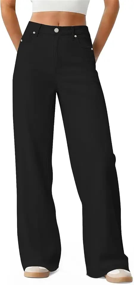 Women's Wide Leg Jeans High Waisted Baggy Straight Denim Pants