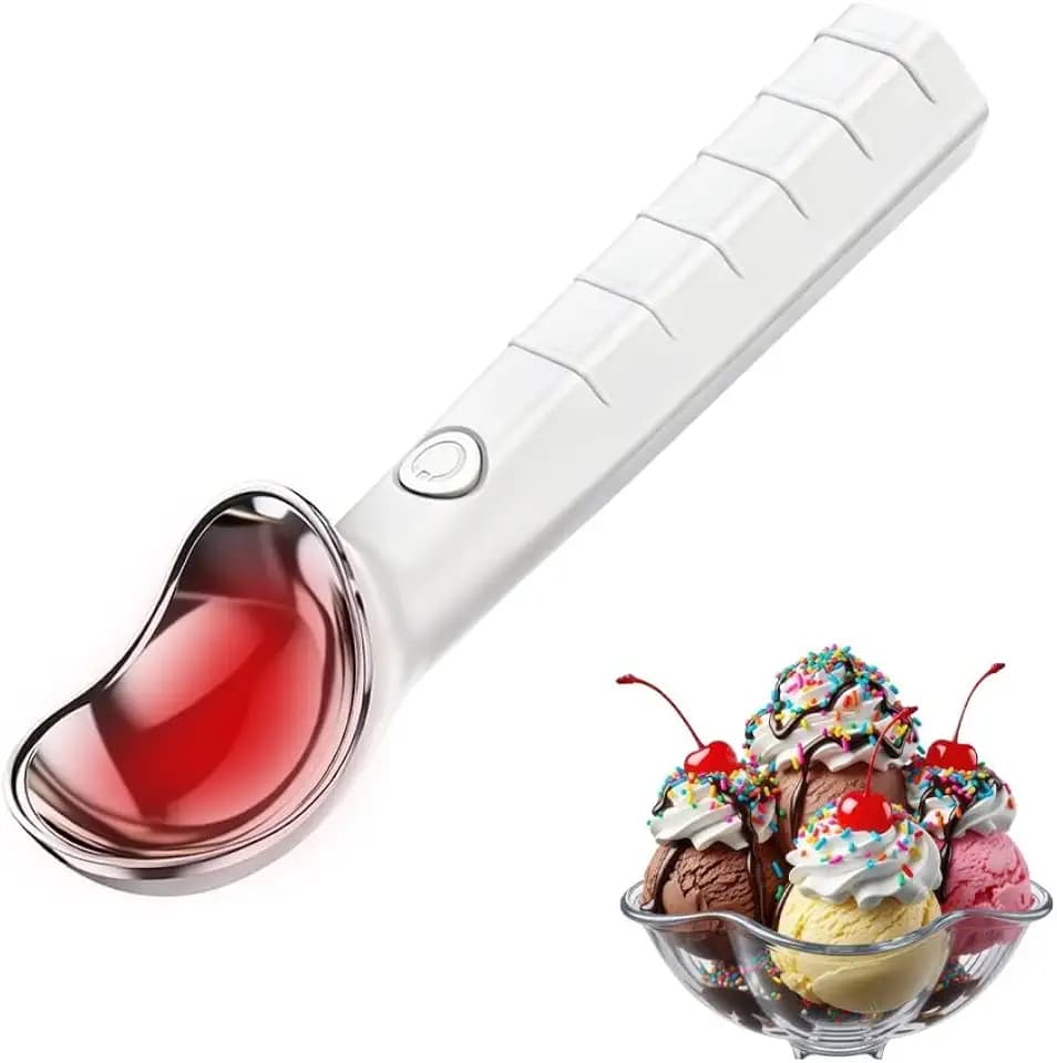 Heated Ice Cream Scoop, Rechargeable Electric Scooper for Hard Frozen Desserts, Self-Warming Spoon with Fast 60-Second Heat & Anti-Freeze Handle, Perfect Kitchen Gadget Gift