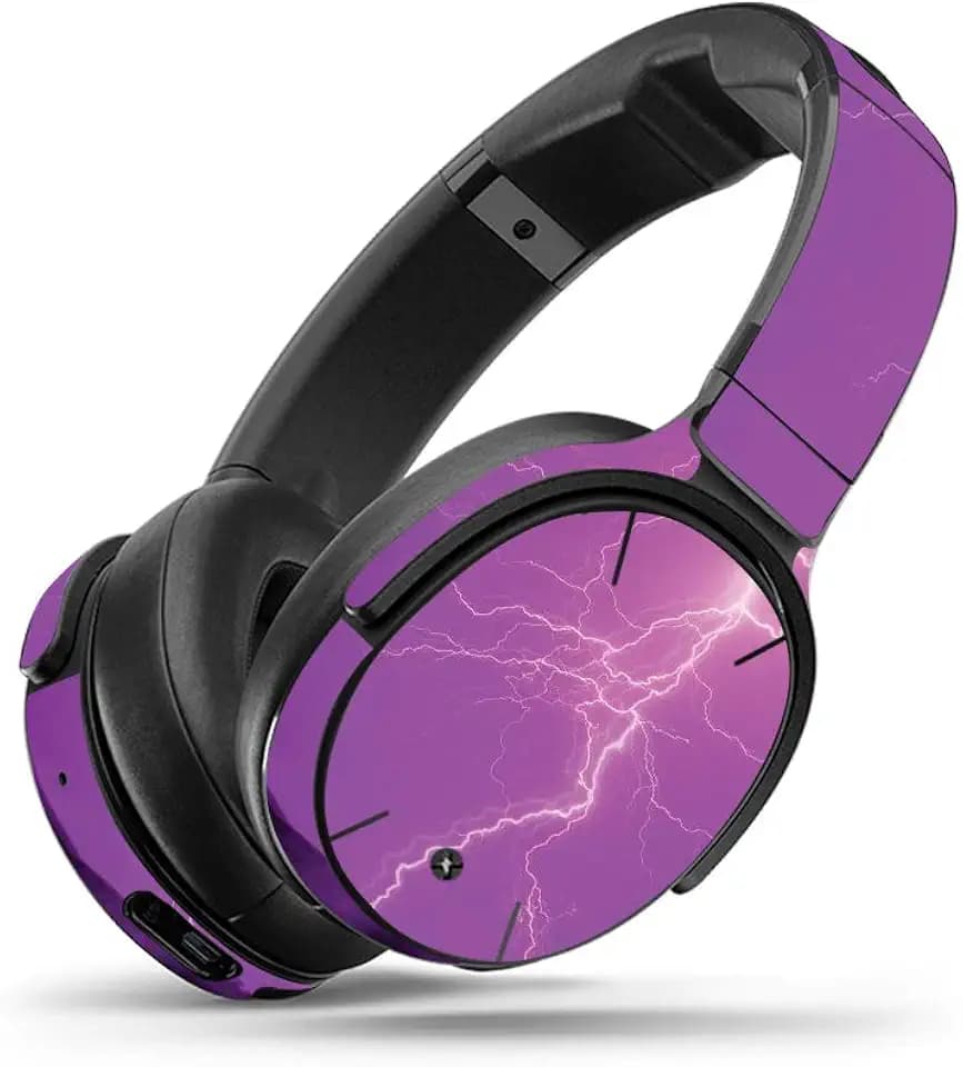 MightySkins Skin Compatible with Skullcandy Venue Wireless Headphones - Purple Lightning | Protective, Durable, and Unique Vinyl wrap Cover | Easy to Apply, Remove | Made in The USA