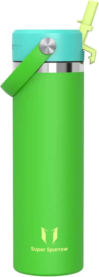 Sparrow Trinkflasche Edelstahl 750ml Thermosflasche mit Strohhalm Deckel | Isolierbecher Thermosflasche Wasserflasche Edelstahl, Auslaufsicher & Spülmaschinenfest, BPA-frei, Heiß & Kalt für Alltag