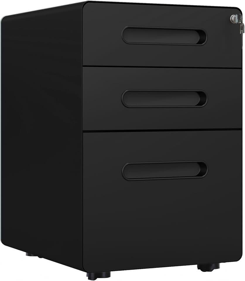 Vinsetto Rollcontainer mit 3 Schubladen Abschließbar 39x48x59cm Schwarz