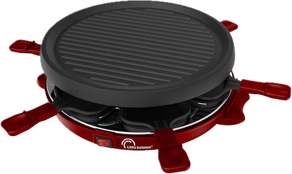 LITTLE BALANCE 8947 Cheese & Fun, Raclette Grill, 2-in-1, für bis zu 6 Personen, PFAS-frei, 800 W, Chili