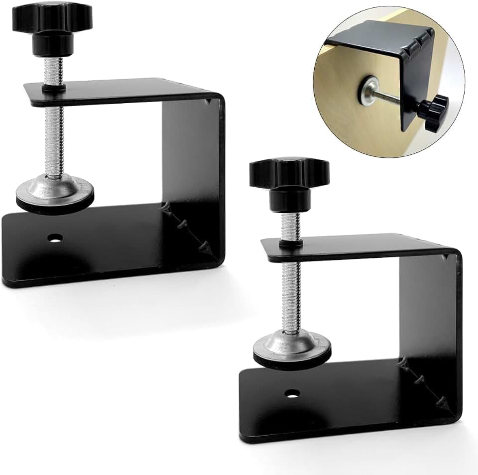 Drawer Front Installation Clamps, Cold-Rolled C Clamps for Woodworking, Door Installation Tools and Cabinet Tools with Protective Pads(2Pcs)