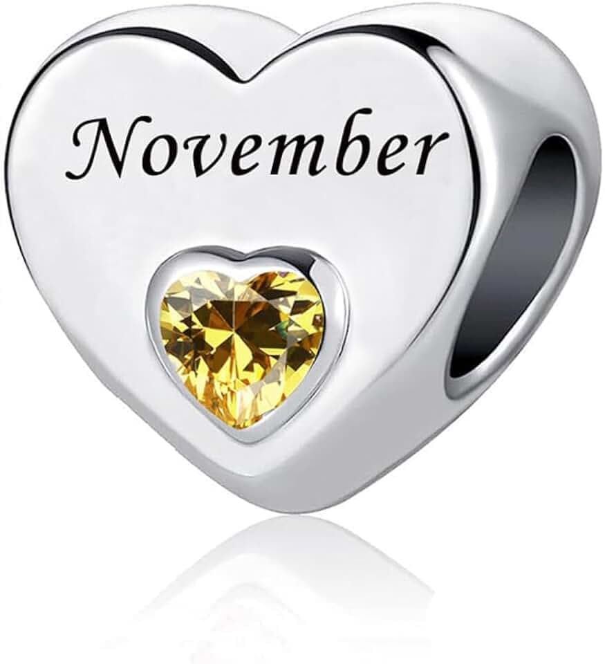 January-December 12 Months Colors Birthstone Crystal Happy Birthday Heart Charms For Charm Bracelets Necklace