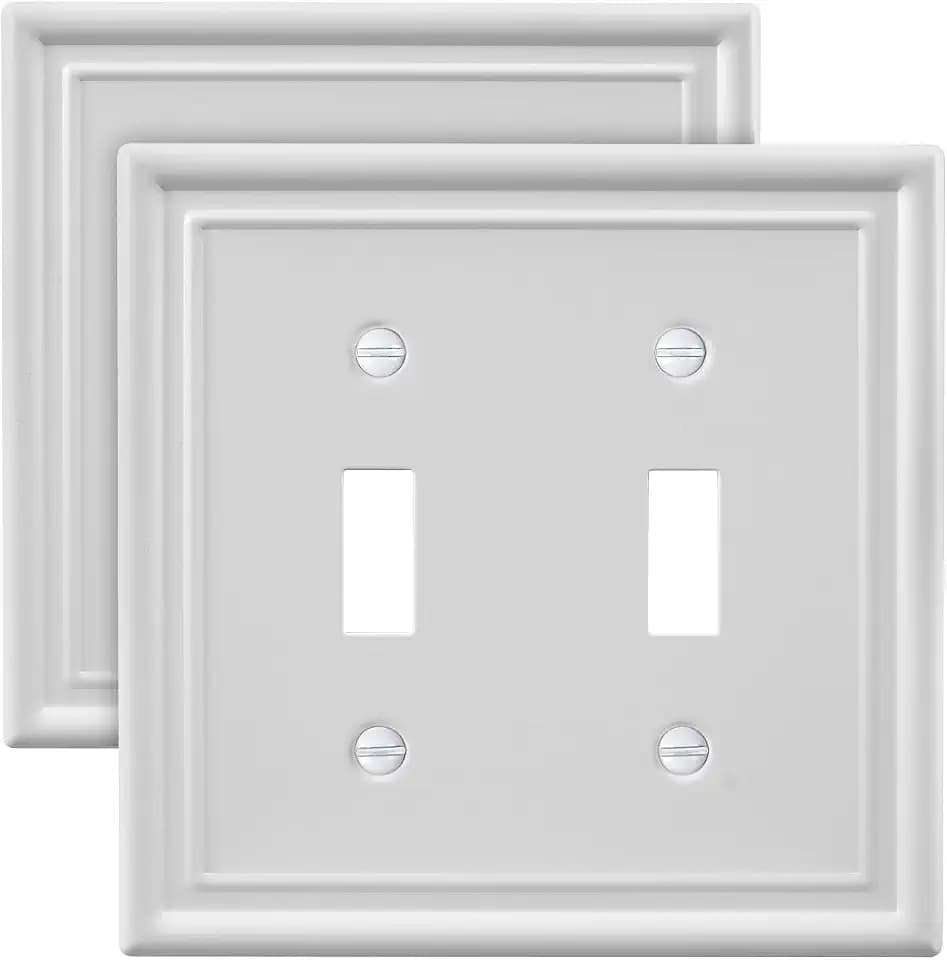 Switch Plates Outlet Covers, 2-Pack Off White Metal Wall Plates