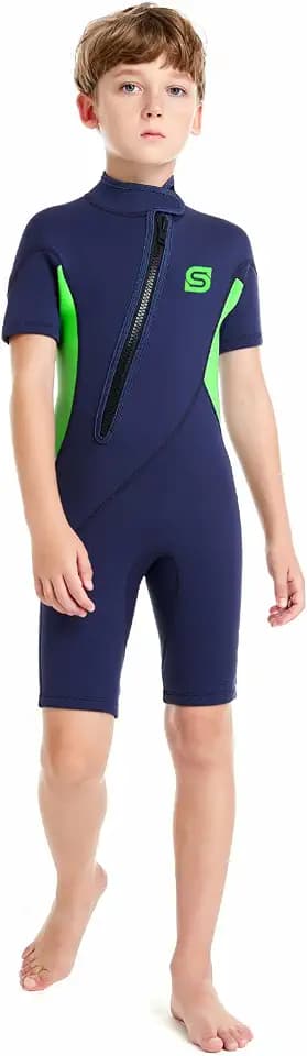 Neoprenanzug Kinder，2MM Neopren Shorty Wärmender Badeanzüge für Mädchen Jungen Thermal Taucheranzug Ultra Stretch Wetsuits für Wassersport