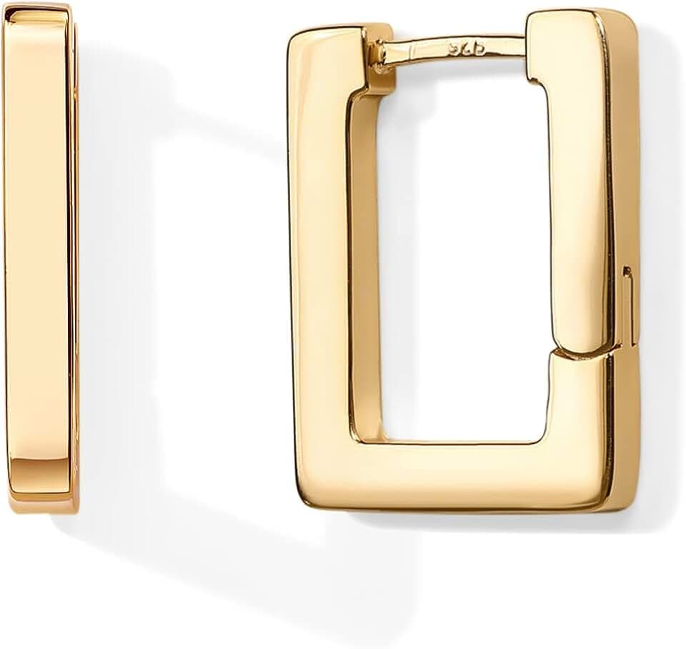 PAVOI 14K Gold Plated Square Hoop Earrings for Women, Geometric Earrings