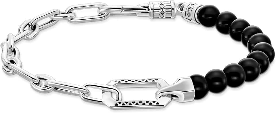 THOMAS SABO Armband Onyx Beads 925 Sterlingsilber, Geschwärzt