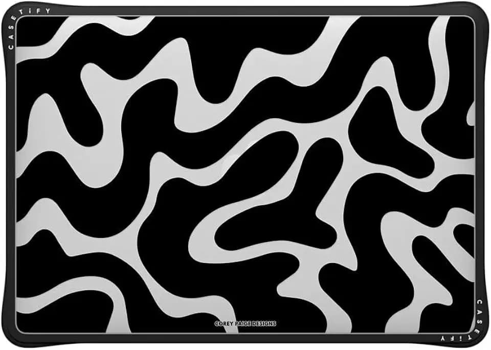 CASETiFY Impact MacBook Pro 13" (M1/M2/Intel) Case [Cushioned Impact Corners/Scratch-Resistant/Anti-Slip Grip] - Black Abstract Shapes - Clear Black