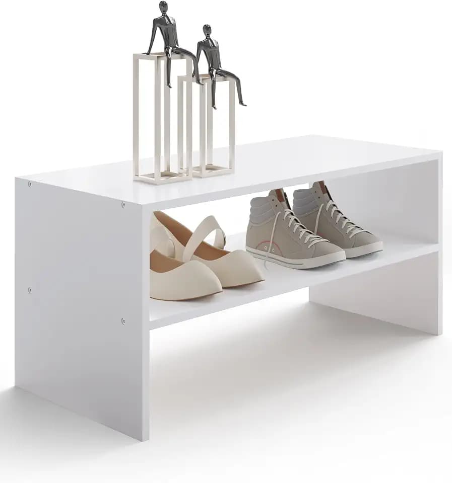 2-Tier Stackable Shoe Rack, Holds 6–9 Pairs, 24.6 Inches, White