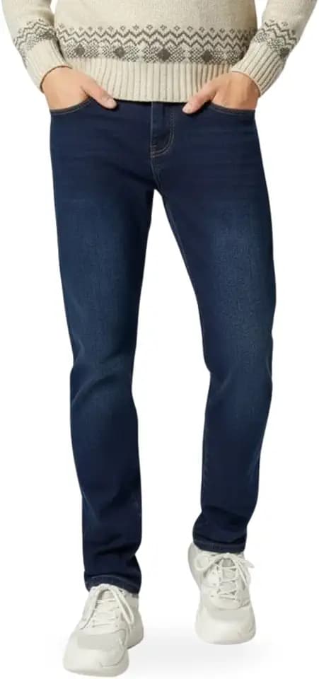 TONY BACKER - Herren-Sweatjeans, gefütterte Herrenhose mit Fleece, warm für den Winter, bequeme und vielseitige Thermo-Jeans für Arbeit, Freizeit