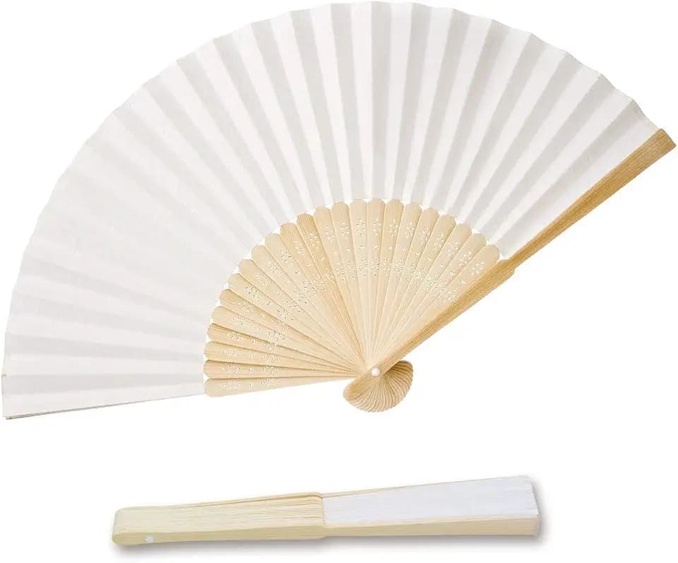 Olilly Fächer aus Papier und Babus, weiß, für Hochzeit