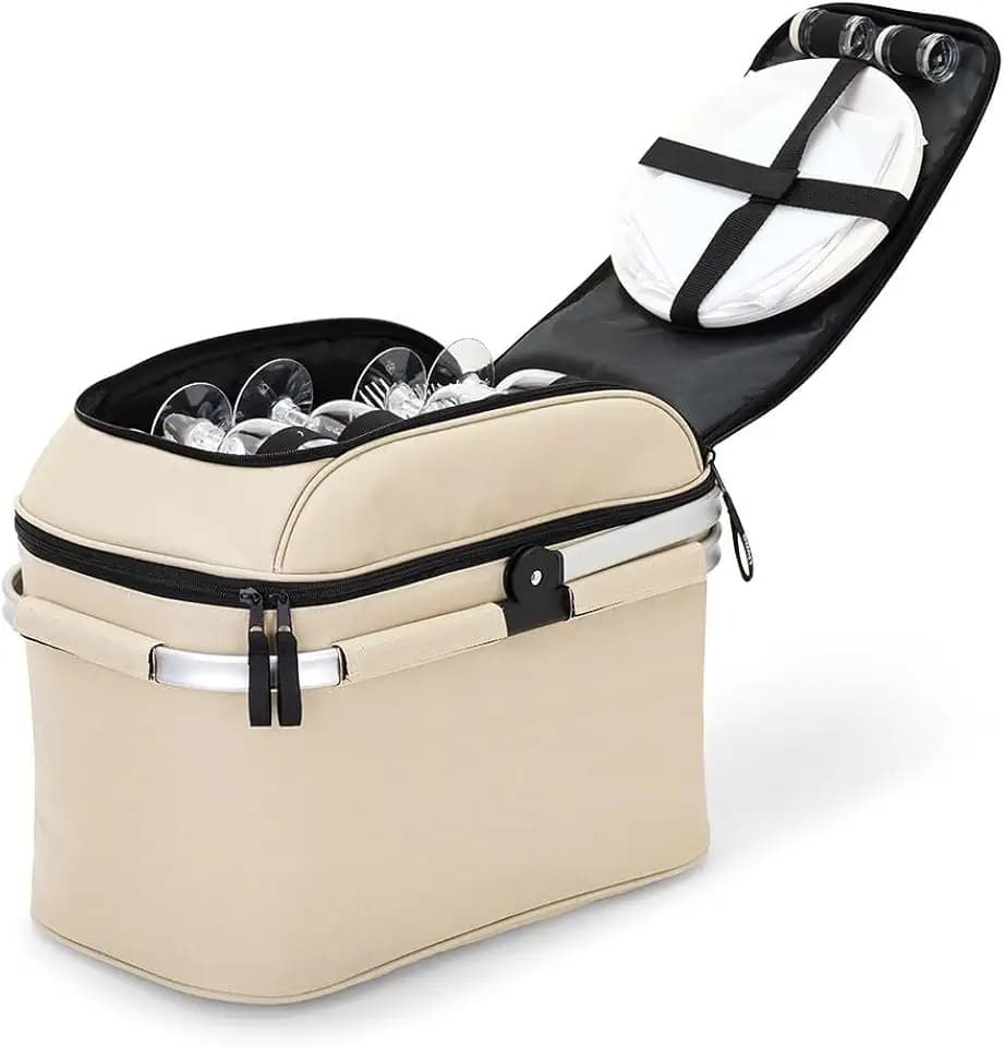 Livoo - Picknickkorb für 4 Personen SEP117C, beige