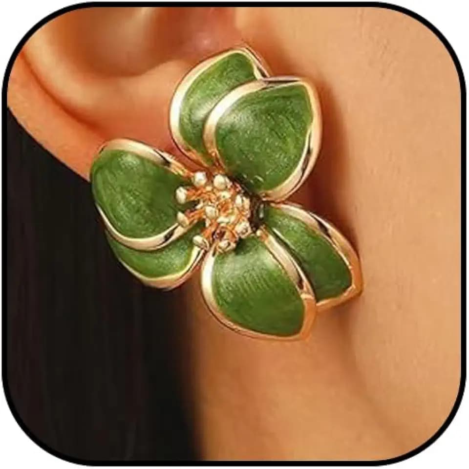 Gold Flower Petal Earrings Flower Stud Earrings for Women Geometric Spring Dresses Earrings Minimalist Statement Jewelry