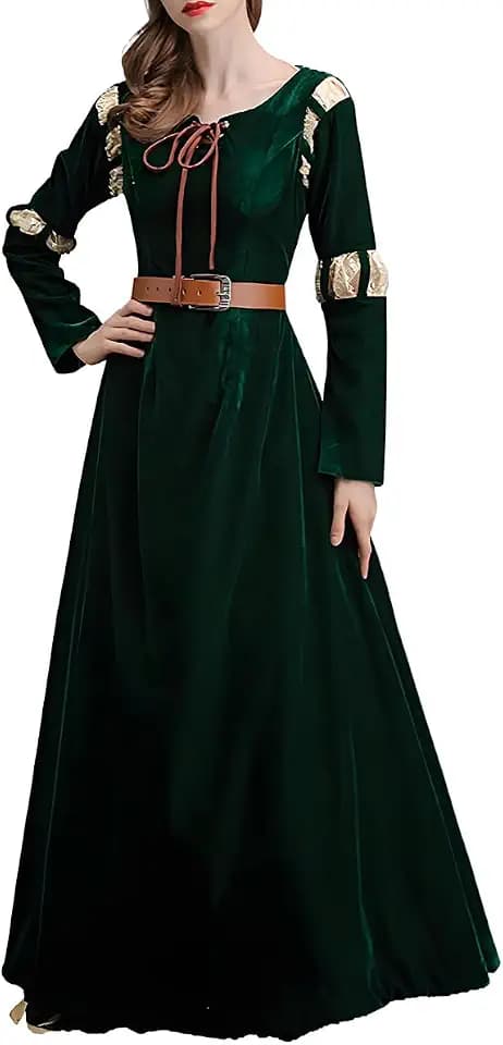 GRACEART Damen Brave Prinzessin Kleid Merida Cosplay Kleid Halloween Renaissance Mittelalter Kostüm Grün Court Outfit