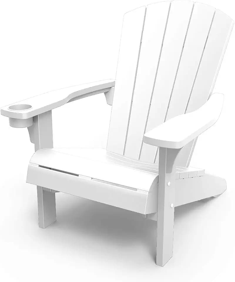 Keter Terrassenstühle mit Getränkehalter, ideal für Strand, Pool und Feuerstelle, weiß