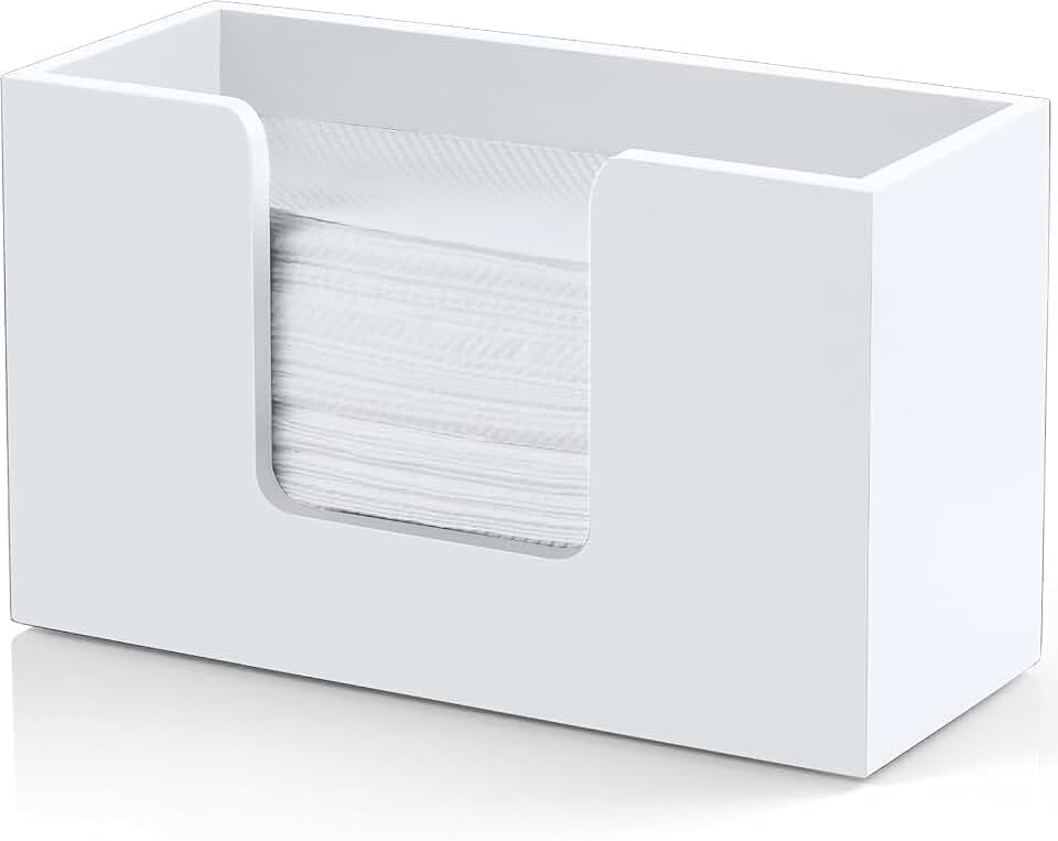 Papierhandtuchspender, Arbeitsplatte, Badezimmer-Papierhandtuchhalter, schwarzer Serviettenhalter für Küche, dreifach gefalteter Papierhandtuchspender für Badezimmer, Toilette (Weiß)