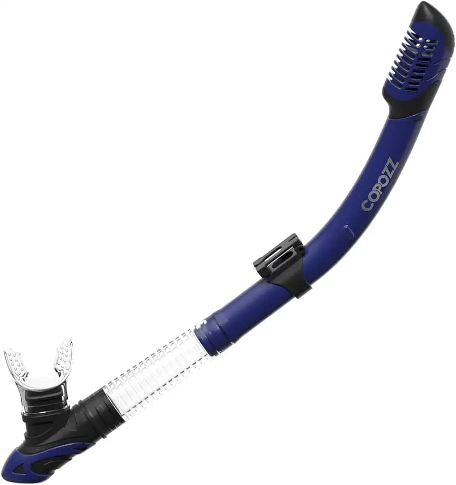COPOZZ Dry Snorkel, Diving Snorkel for Snorkeling Scuba, Snorkel Gear with Top Dry Valve and Food Grade Silicone Mouthpiece for Adult Youth
