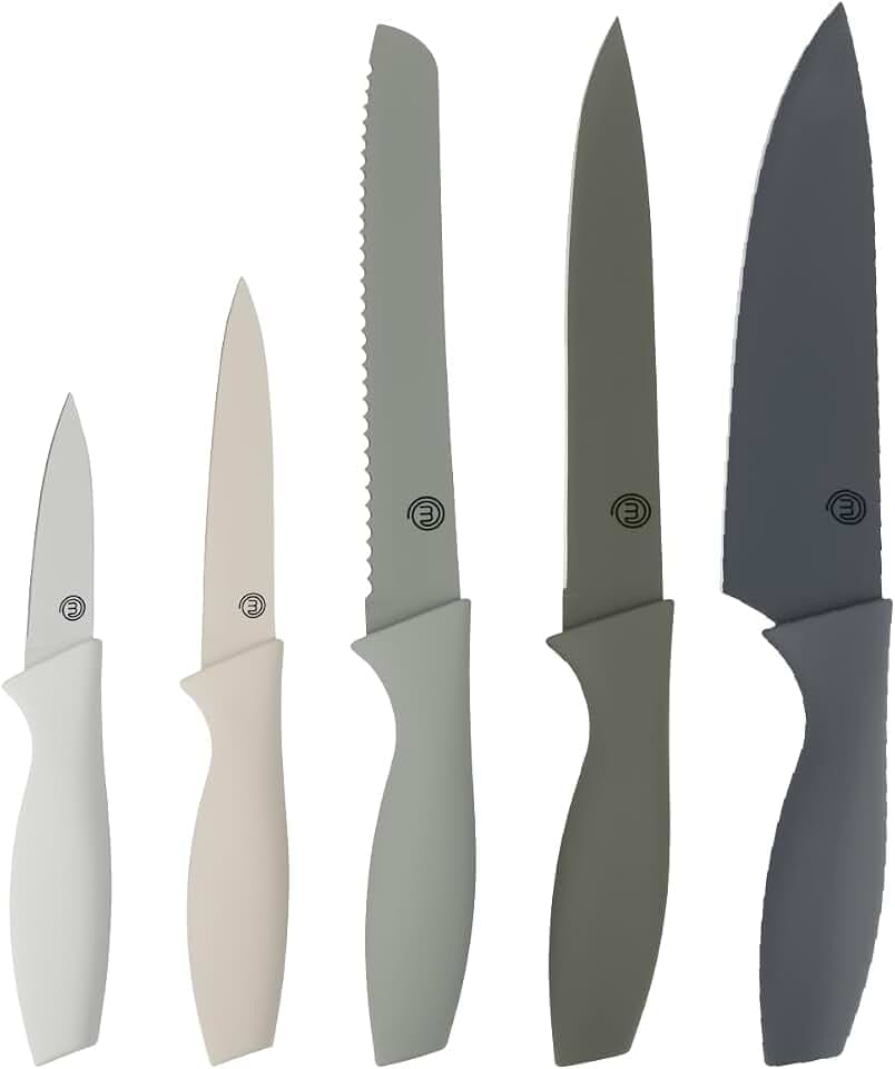 MasterChef Messer Set, Messerset mit 5 Scharfes Küchenmesser, Grau