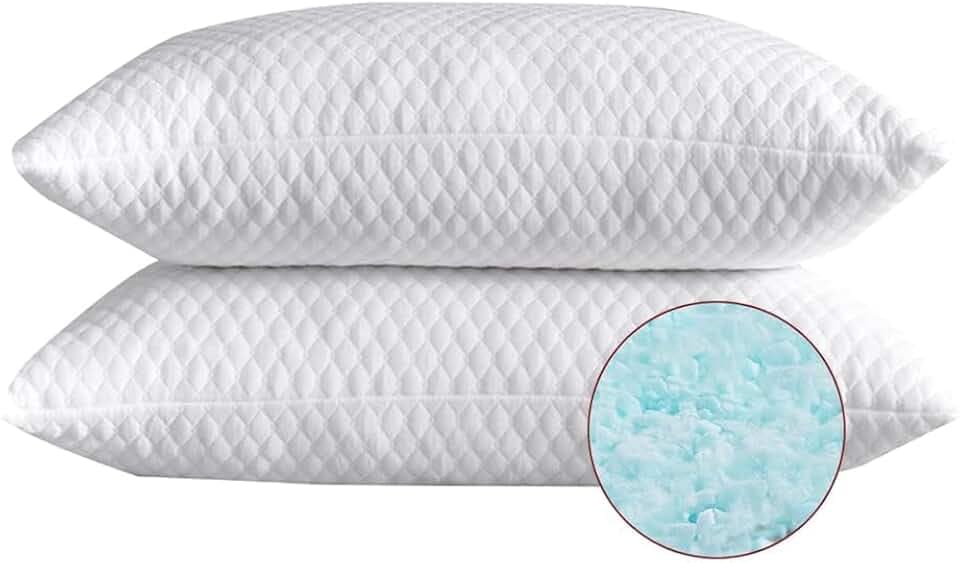NTCOCO Shredded Memory Foam Bed Pillows for Sleeping Standard Size Set of 2, with Washable Removable Hypoallergenic Sleep Pillow for Back and Side Sleeper