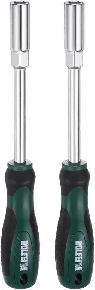 HARFINGTON 2pcs Metric Nut Driver 11mm CR-V Non-Magnetic Tip Hollow Shafts Hex Socket Screwdriver with Non-Slip Handle for Automobile Repair