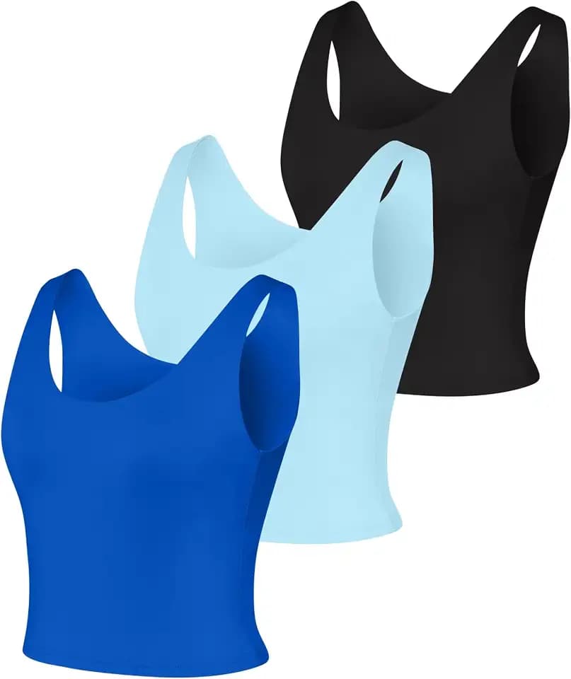 Hanes Women's Tank Pack, 3-Pack, Cooldri Crop Tank Top with Built-in Shelf Bra, Moisture-Wicking