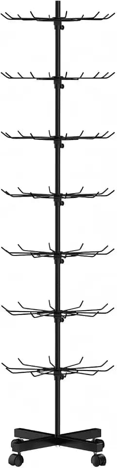 Metal Rotating Display Stand 7-Tier,Lockable Wheel,70 Hooks,Vendor Events