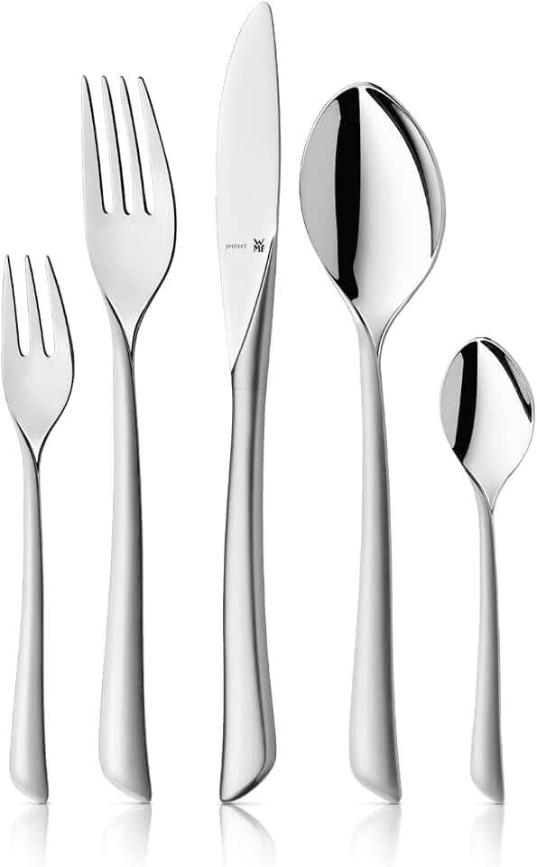 WMF Virginia Besteckset 12 Personen, 66 teilig, 60 Teile mit Servierbesteck, Hohlheftmesser, Cromargan Protect teilmattiert, kratzbeständig