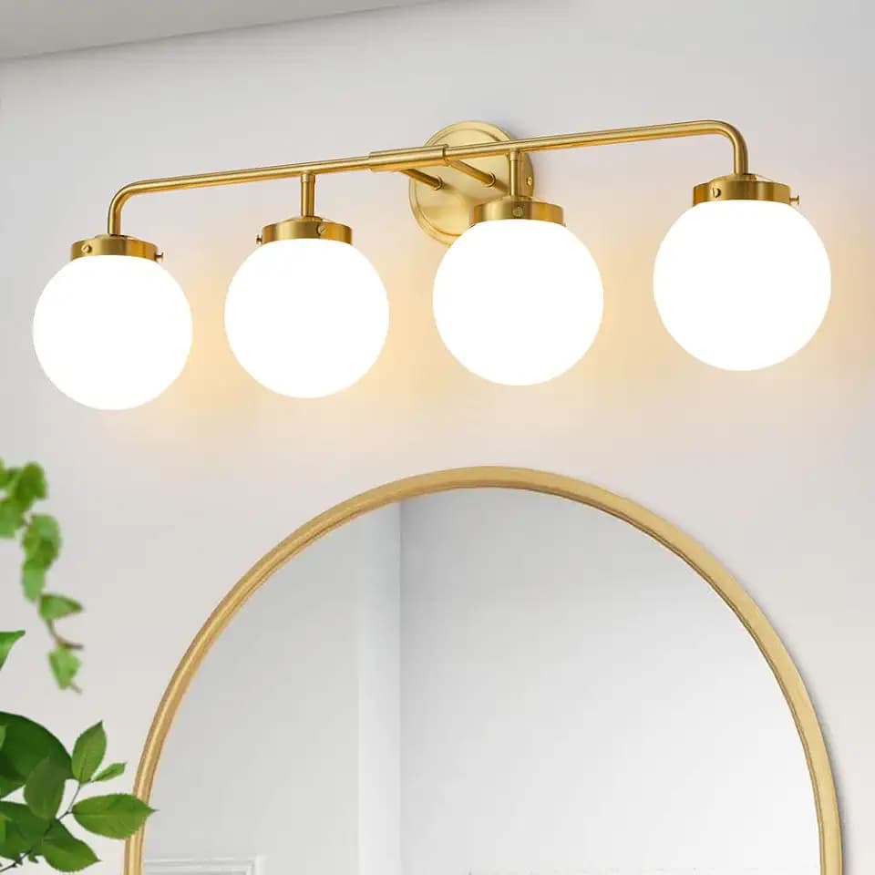 Bathroom Light Fixtures 30.7in 4-Light Brushed Gold Vanity Light for Mirror