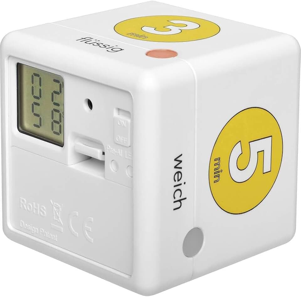 TFA Dostmann Cube Digitaler Eier-Timer, 38.2041.07, Eierwecker, Küchentimer, gelb, L 60 x B 60 x H 60 mm