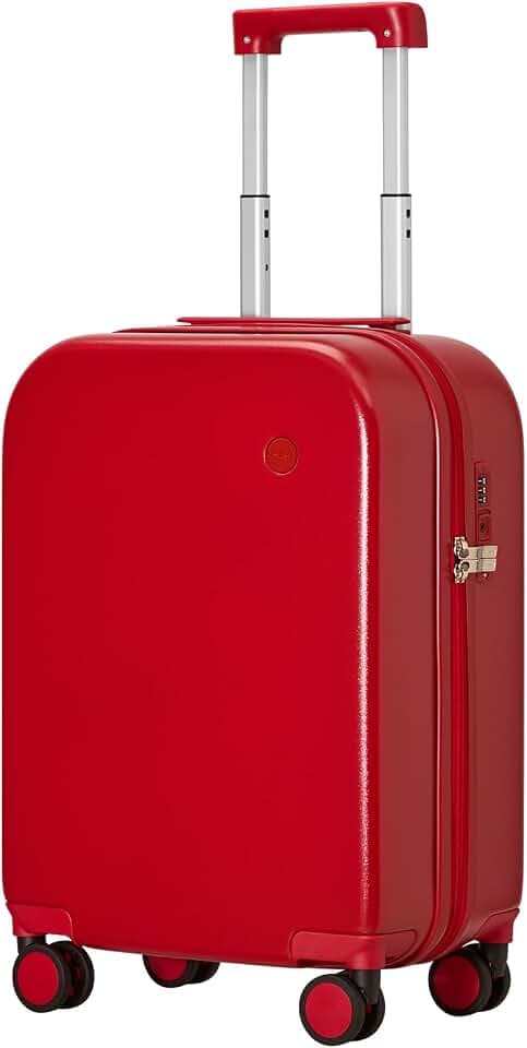 mixi Carry on Luggage, 20'' Suitcase Spinner Wheels Luggage Hardshell Lightweight Rolling Suitcases PC with Cover & TSA Lock for Business Travel, Red