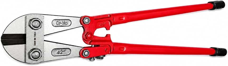 Heavy-Duty Industrial Bolt Cutters — Compound-Action Bolt Cutter with CR-MO Steel Jaws & Long Rubber Handles for Cutting Bolts, Chains, Padlocks & Wire Rope (42")